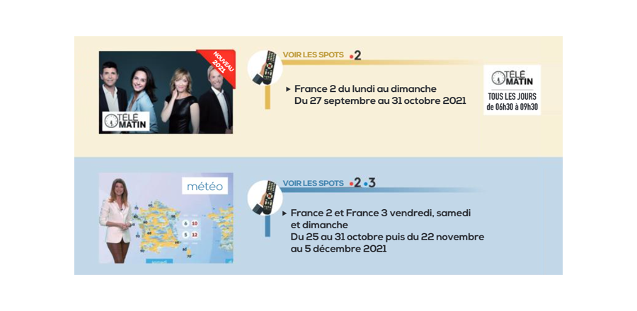 Grille de diffusion des spots TV et billboards Cheminées Poujoulat