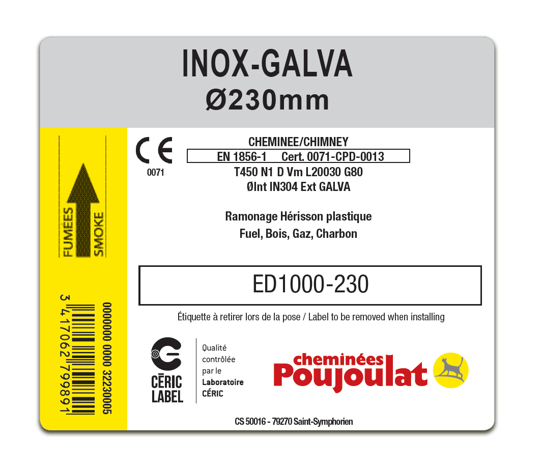 Désignation produit conduit INOX-GALVA - Cheminées Poujoulat 