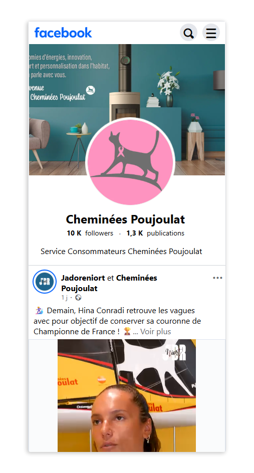 Capture d'écran de la page Facebook Cheminées Poujoulat