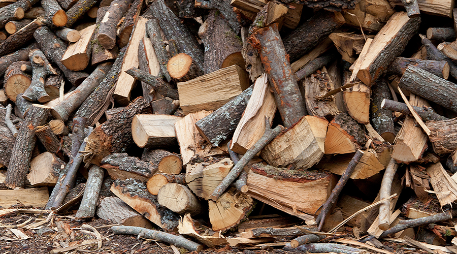 Tas de bûches de bois fendues